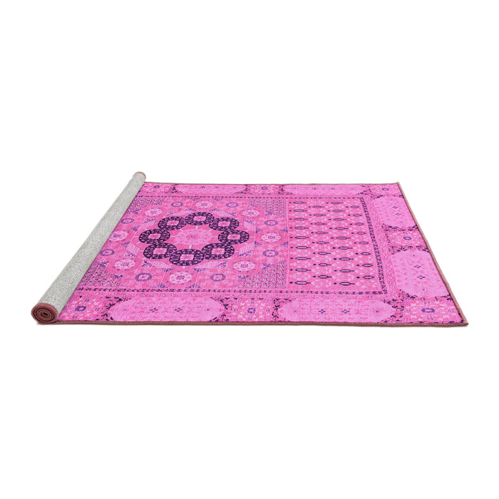 Sideview of Machine Washable Abstract Pink Modern Rug, wshabs2608pnk