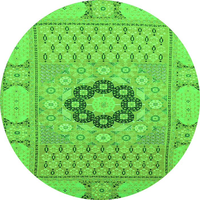 Round Machine Washable Abstract Green Modern Area Rugs, wshabs2608grn