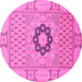 Round Machine Washable Abstract Pink Modern Rug, wshabs2608pnk