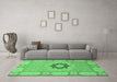 Machine Washable Abstract Emerald Green Modern Area Rugs in a Living Room,, wshabs2608emgrn