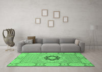 Machine Washable Abstract Emerald Green Modern Rug, wshabs2608emgrn