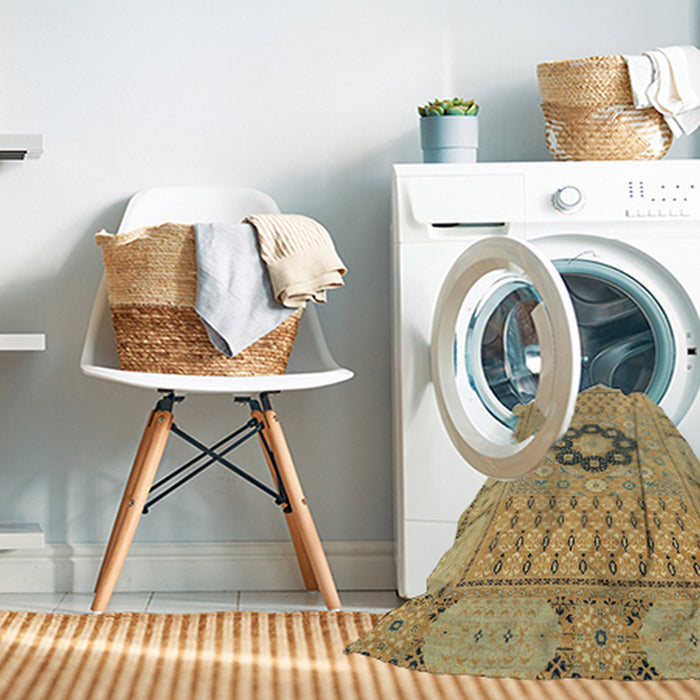 Machine Washable Abstract Cinnamon Brown Rug in a Washing Machine, wshabs2608