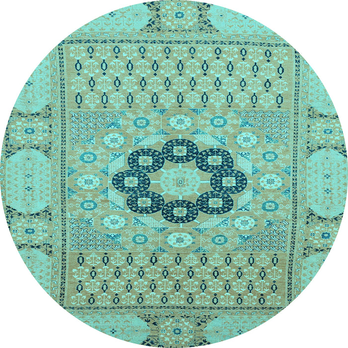 Round Abstract Light Blue Modern Rug, abs2608lblu