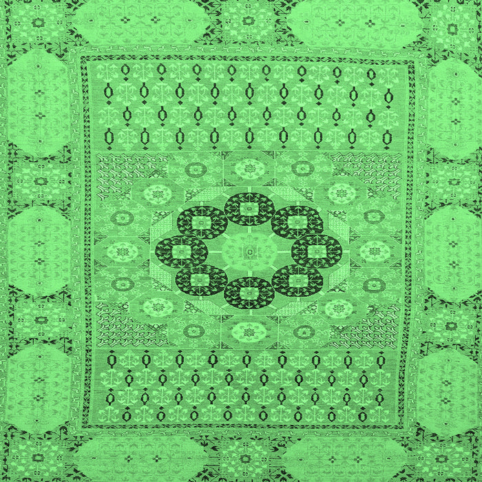 Square Machine Washable Abstract Emerald Green Modern Area Rugs, wshabs2608emgrn