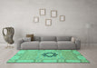 Machine Washable Abstract Turquoise Modern Area Rugs in a Living Room,, wshabs2608turq