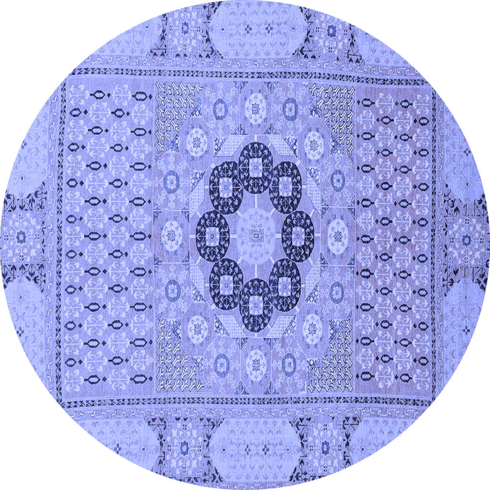 Round Abstract Blue Modern Rug, abs2608blu