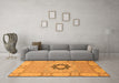 Machine Washable Abstract Orange Modern Area Rugs in a Living Room, wshabs2608org