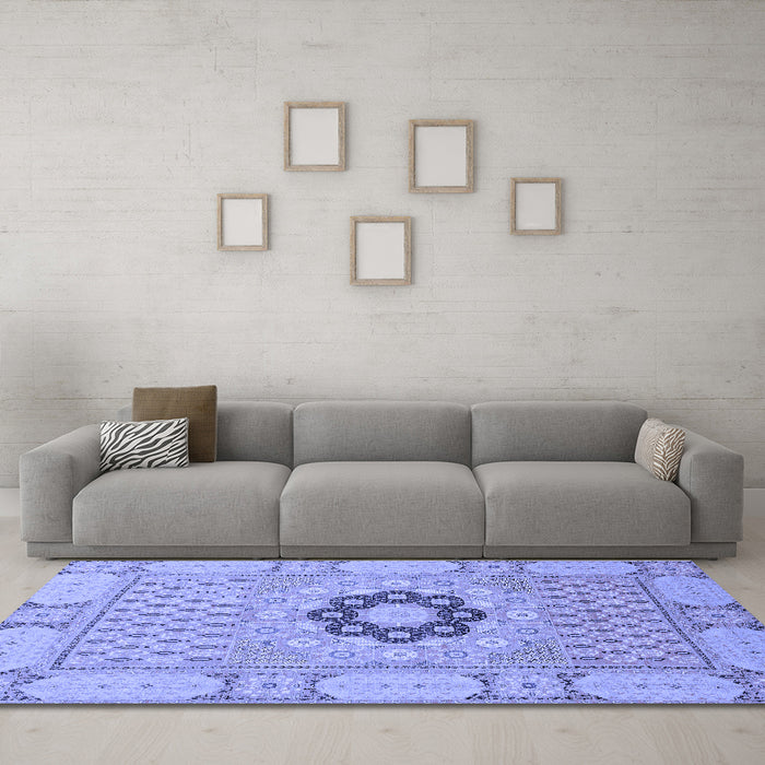 Machine Washable Abstract Blue Modern Rug in a Living Room, wshabs2608blu