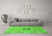 Machine Washable Abstract Green Modern Area Rugs in a Living Room,, wshabs2608grn