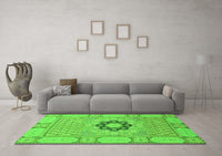 Machine Washable Abstract Green Modern Rug, wshabs2608grn