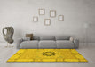 Machine Washable Abstract Yellow Modern Rug in a Living Room, wshabs2608yw