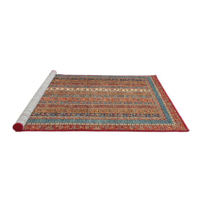 Sideview of Machine Washable Abstract Fire Brick Red Rug, wshabs2609