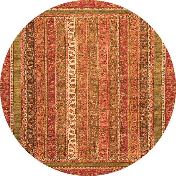 Round Machine Washable Abstract Orange Modern Area Rugs, wshabs2609org