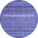 Round Machine Washable Abstract Blue Modern Rug, wshabs2609blu