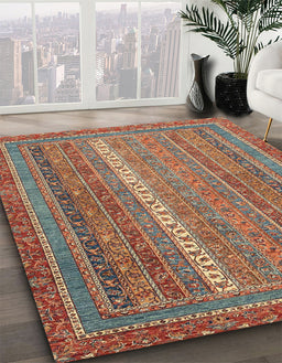 Abstract Fire Brick Red Modern Rug in Family Room, abs2609