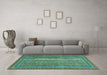 Machine Washable Abstract Turquoise Modern Area Rugs in a Living Room,, wshabs2609turq