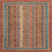 Square Abstract Fire Brick Red Modern Rug, abs2609