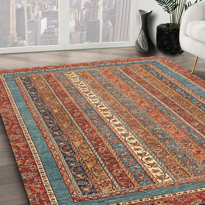 Machine Washable Abstract Fire Brick Red Rug in a Family Room, wshabs2609