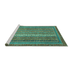 Sideview of Machine Washable Abstract Turquoise Modern Area Rugs, wshabs2609turq