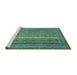 Sideview of Machine Washable Abstract Turquoise Modern Area Rugs, wshabs2609turq