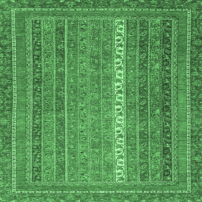 Square Machine Washable Abstract Emerald Green Modern Area Rugs, wshabs2609emgrn