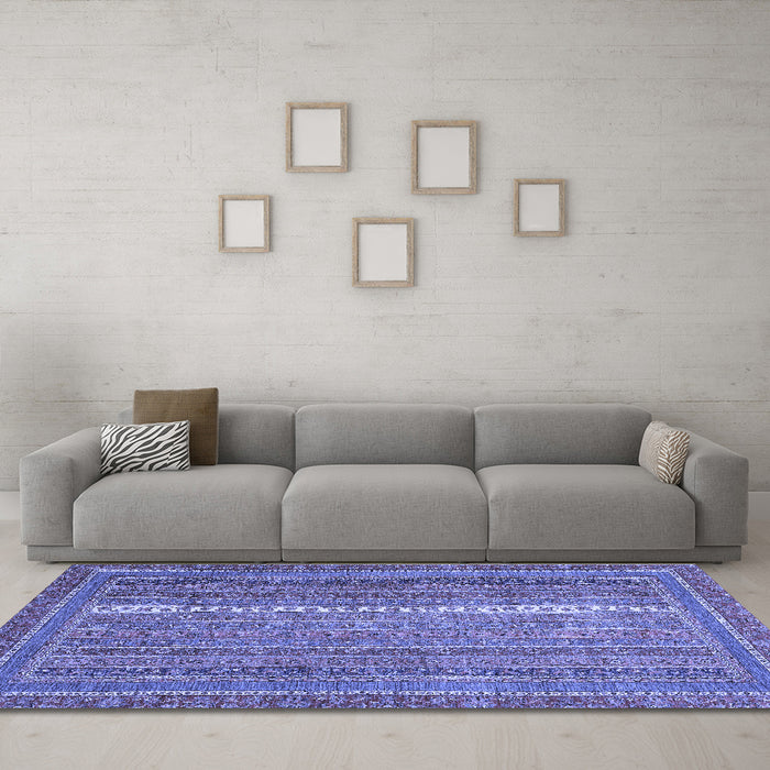 Machine Washable Abstract Blue Modern Rug in a Living Room, wshabs2609blu