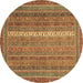 Round Abstract Brown Modern Rug, abs2609brn