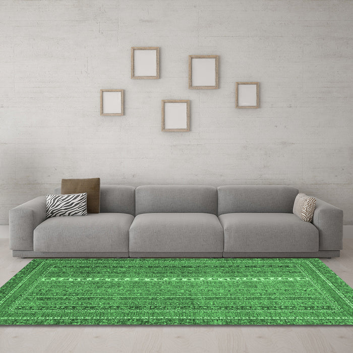 Machine Washable Abstract Emerald Green Modern Area Rugs in a Living Room,, wshabs2609emgrn