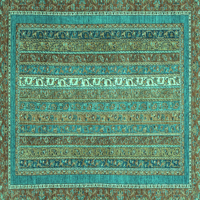 Square Machine Washable Abstract Turquoise Modern Area Rugs, wshabs2609turq
