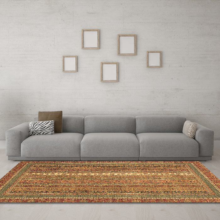 Machine Washable Abstract Brown Modern Rug in a Living Room,, wshabs2609brn