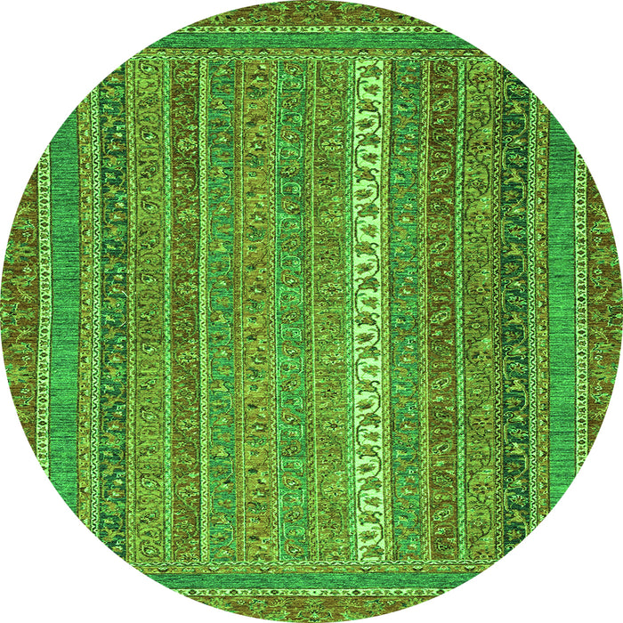Round Machine Washable Abstract Green Modern Area Rugs, wshabs2609grn