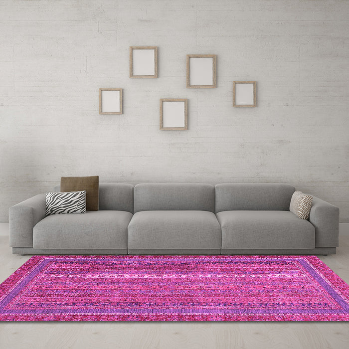 Machine Washable Abstract Pink Modern Rug in a Living Room, wshabs2609pnk