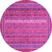 Round Machine Washable Abstract Pink Modern Rug, wshabs2609pnk