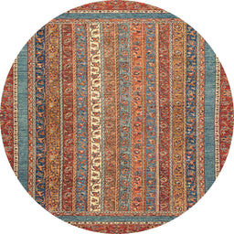 Round Abstract Fire Brick Red Modern Rug, abs2609