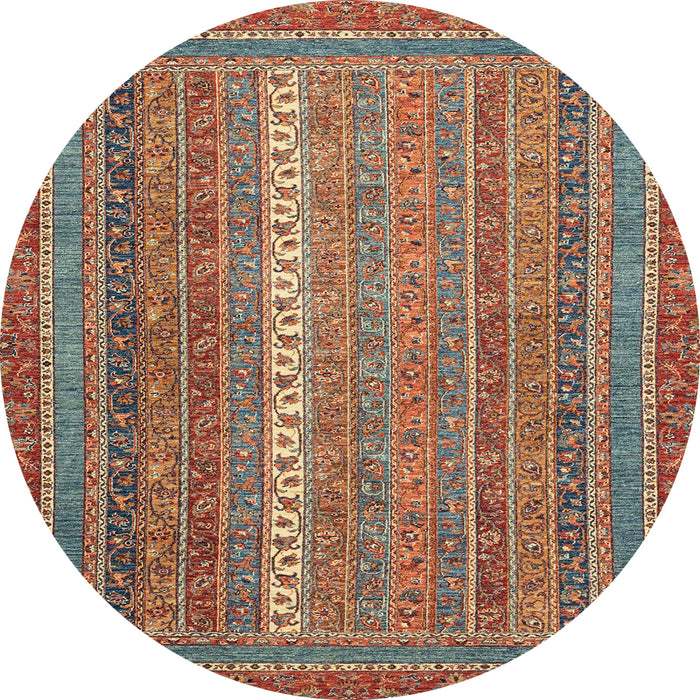 Round Abstract Fire Brick Red Modern Rug, abs2609