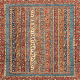 Square Machine Washable Abstract Fire Brick Red Rug, wshabs2609