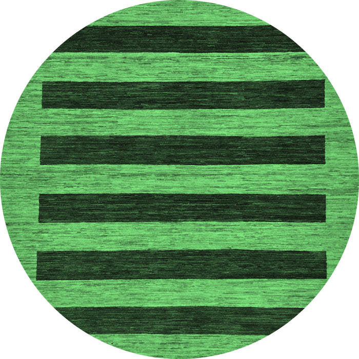 Round Machine Washable Abstract Emerald Green Modern Area Rugs, wshabs260emgrn