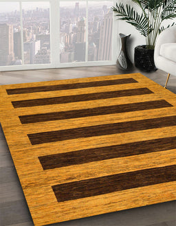 Machine Washable Abstract Saddle Brown Rug in a Family Room, wshabs260