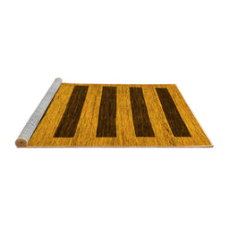Sideview of Machine Washable Abstract Yellow Modern Rug, wshabs260yw