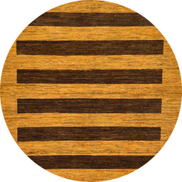 Round Machine Washable Abstract Saddle Brown Rug, wshabs260