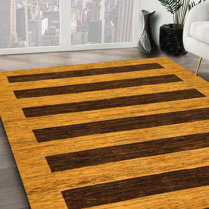 Abstract Saddle Brown Modern Rug in Family Room, abs260