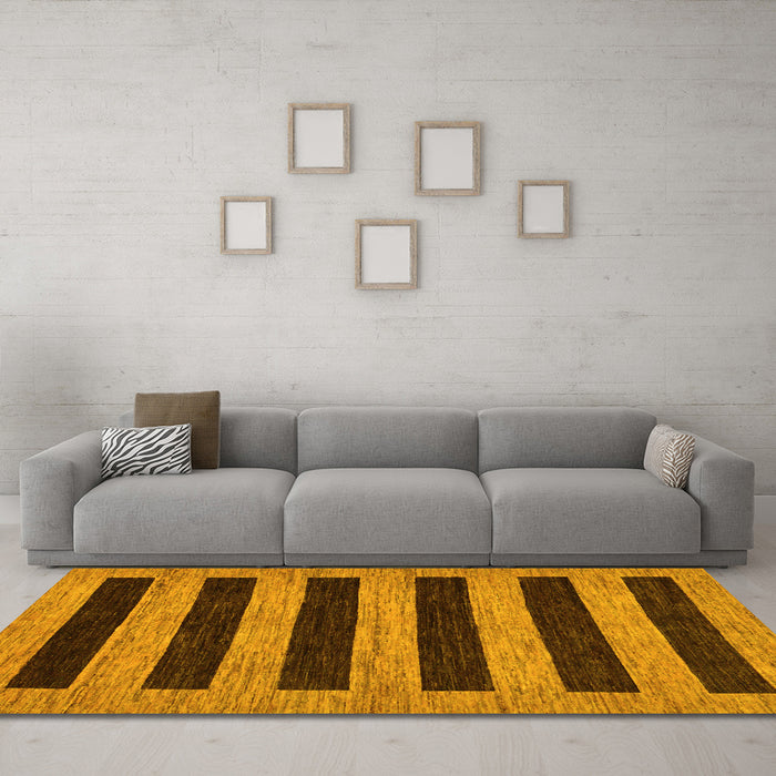 Machine Washable Abstract Yellow Modern Rug in a Living Room, wshabs260yw
