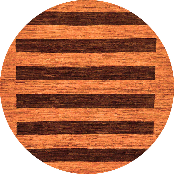 Round Machine Washable Abstract Orange Modern Area Rugs, wshabs260org