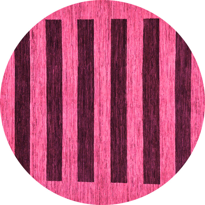 Round Machine Washable Abstract Pink Modern Rug, wshabs260pnk