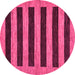 Round Machine Washable Abstract Pink Modern Rug, wshabs260pnk