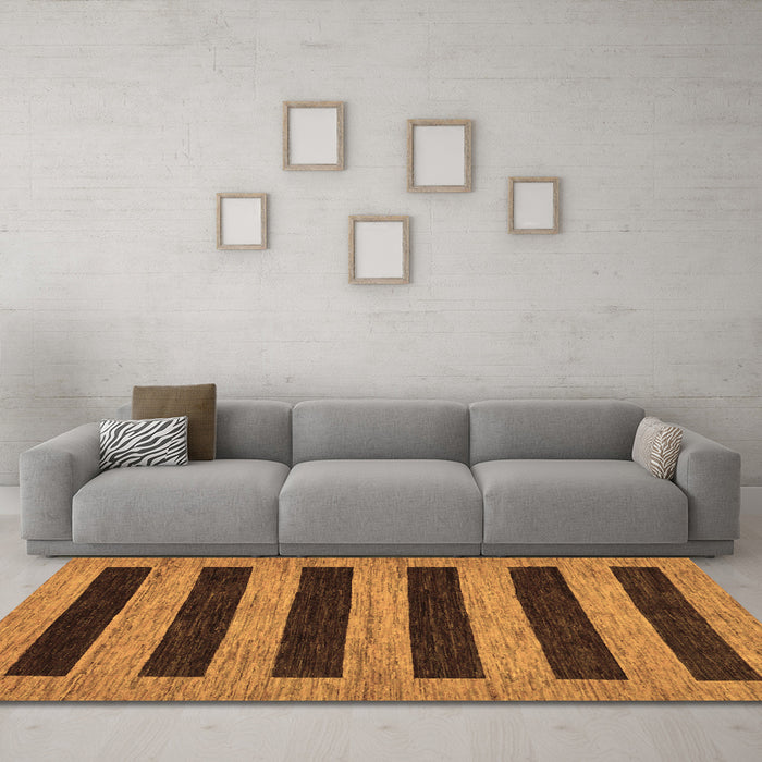 Machine Washable Abstract Brown Modern Rug in a Living Room,, wshabs260brn