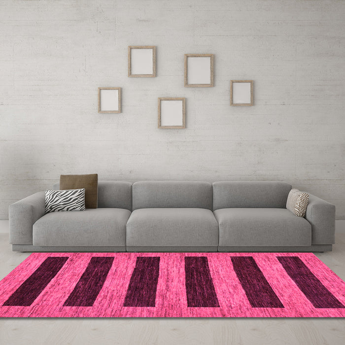 Machine Washable Abstract Pink Modern Rug in a Living Room, wshabs260pnk