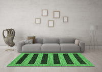 Machine Washable Abstract Emerald Green Modern Rug, wshabs260emgrn