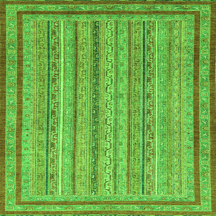 Square Machine Washable Abstract Green Modern Area Rugs, wshabs2610grn