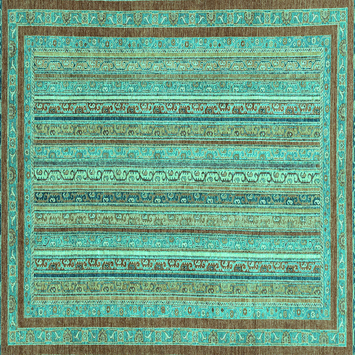 Square Machine Washable Abstract Turquoise Modern Area Rugs, wshabs2610turq